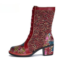 Socofy Vicconfy Leather Side Zipper Fashion VintageWomen's Boots