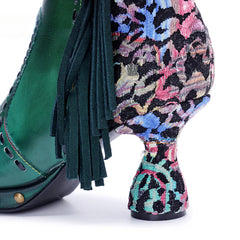 Socofy Vicconfy Retro Handmade Side Fringe Ankle Boots