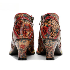 Socofy Vicconfy Handmade Studded Patchwork Heels