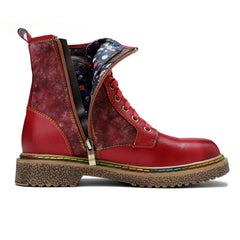 Socofy Vicconfy Vintage Lace Up Gothic Flat Ankle Boots