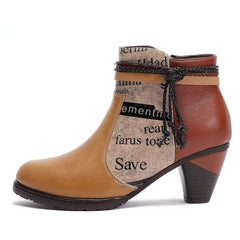 Socofy Low-top cowhide leather round-toe fashion women's shoes with drawstring design