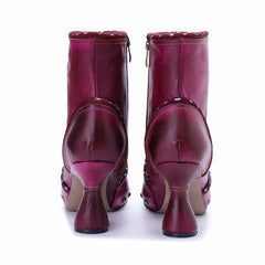Socofy Vicconfy Handmade Leather Chic Color Ankle Boots