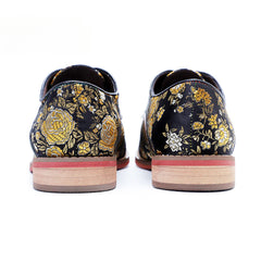 Socofy Genuine Leather Retro Flat Print Casual Lace-up Loafers Shoes