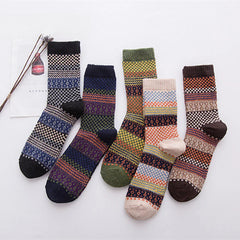 Socofy Vicconfy Winter Vintage Thickened Warm Ethnic Wool Socks