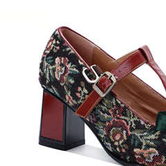 Socofy Vicconfy Vintage Mary Jane three-dimensional bow high heels Shoes