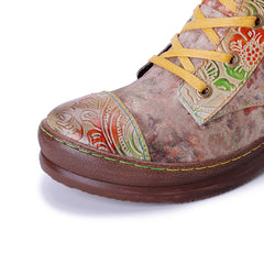Socofy Winter Vintage Printed Martin Boots