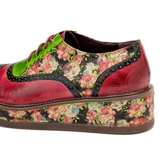 Socofy colour collision splicing lace-up thick bottom women's platform flat shoes