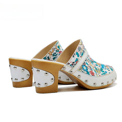 Socofy Handmade Leather Crushed Flower Rustic Casual Fashion Comfortable High Heeled Sandals