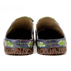 Socofy Flat Flower Daily Home Casual Back Heel Half Slippers Women