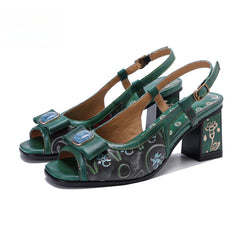 Socofy Emerald Blossom Sandals