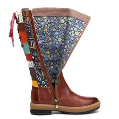 Socofy Vinatge Handmade Knee High Boots For Women Genuine Leather Shoes Women