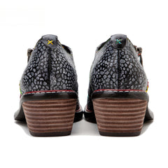 Socofy spring leather zipper Deco Chunky Heels women's shoes