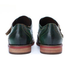 Socofy Handmade Leather Vintage Flat Loafers Shoes