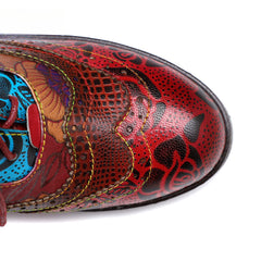 Socofy retro printing patchwork ethnic style women's high heels