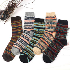Socofy Vicconfy Thickened warm ethnic style retro wool socks