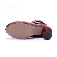 Socofy Vicconfy Retro Handmade Pure Color Fashionable Ankle Boots