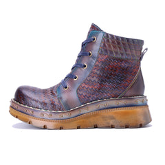 Socofy Winter Vintage Snake Print Short Boots