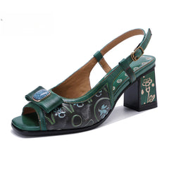 Socofy Emerald Blossom Sandals