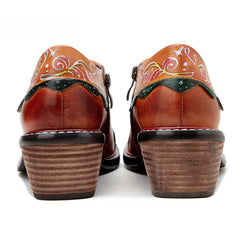 Socofy spring genuine leather retro palace style women's shoes