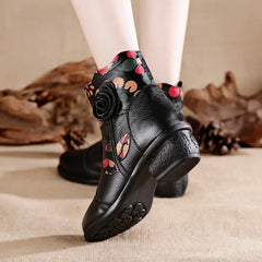 Socofy Handmade Ethnic Leather Short Boots
