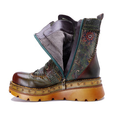 Socofy Winter Retro Printed Boots