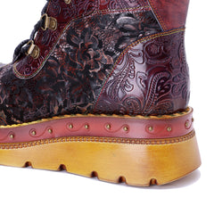 Socofy Winter Vintage Cutout Pattern Boots