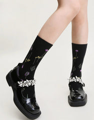 Socofy Vintage mid-calf socks for women combed cotton fashion socks