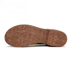 Socofy Colour Patchwork Genuine Leather Women's Flat Shoes