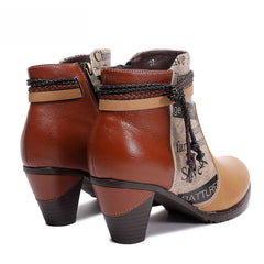 Socofy Low-top cowhide leather round-toe fashion women's shoes with drawstring design