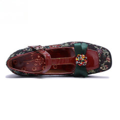 Socofy Vicconfy Vintage Mary Jane three-dimensional bow high heels Shoes