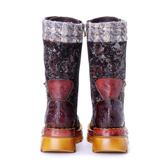 Socofy Winter Vintage Cutout Pattern Boots