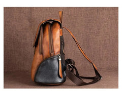 Socofy Genuine Leather Handmade Embossed Vintage Women Backpacks