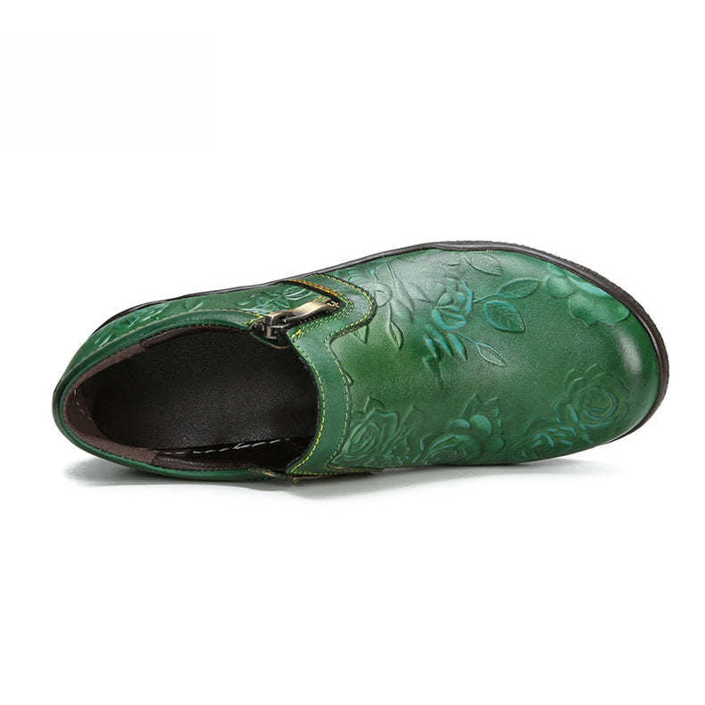 Socofy Vicconfy Handmade Cowhide Simple Women's Fashion Single Shoes Flats
