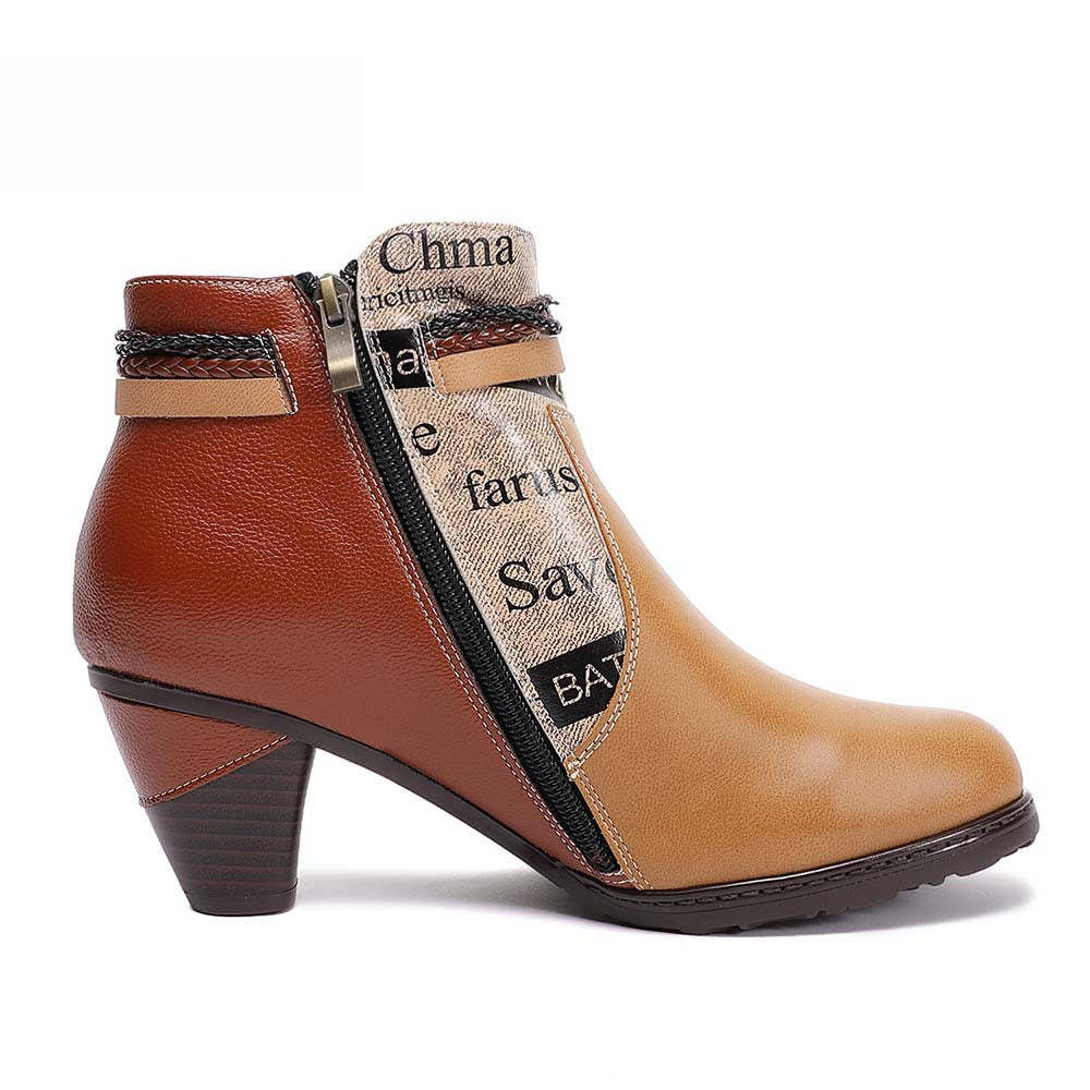 Socofy Low-top cowhide leather round-toe fashion women's shoes with drawstring design