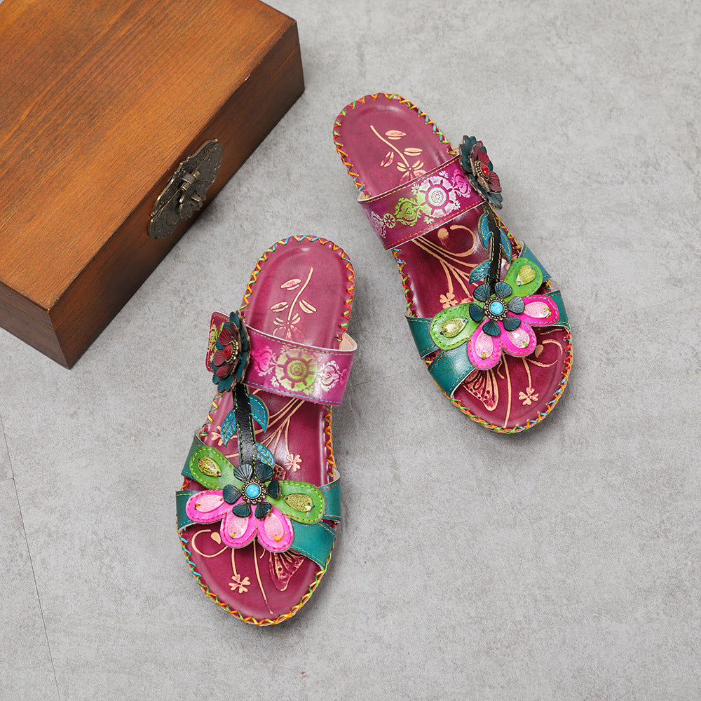 Socofy Vicconfy Boho Vintage Floral Slippers