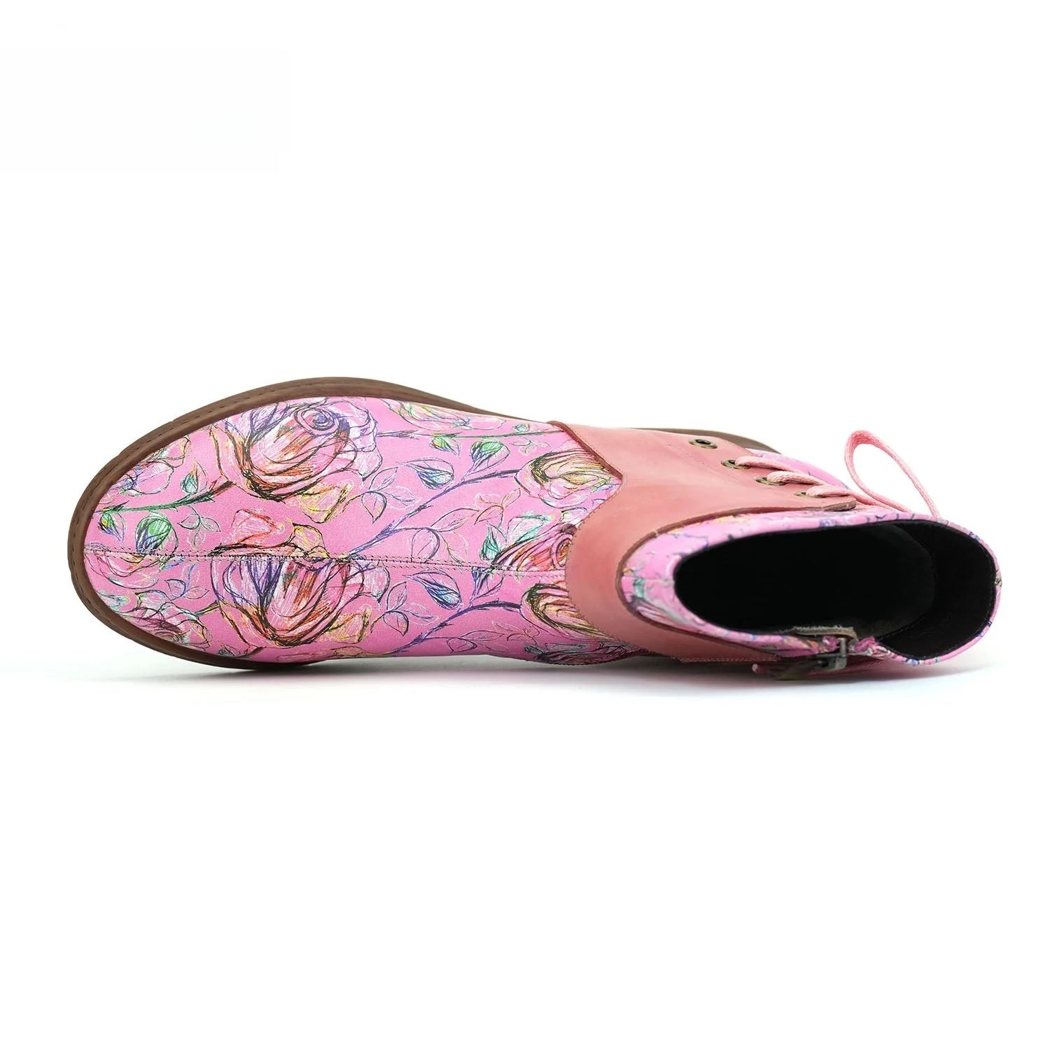 Socofy Vicconfy Retro Leather Blossom Casual Comfort Ankle Boots