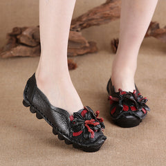 Socofy Top Grain Leather Women Shoes