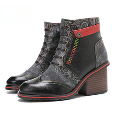 Socofy Vicconfy Handmade Leather Vintage Boots