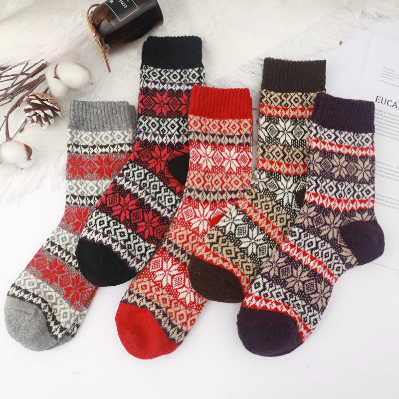 Socofy Vintage Thickened Warm Ethnic Wool Socks