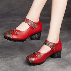Socofy Ethnic Leather Casual Shoes