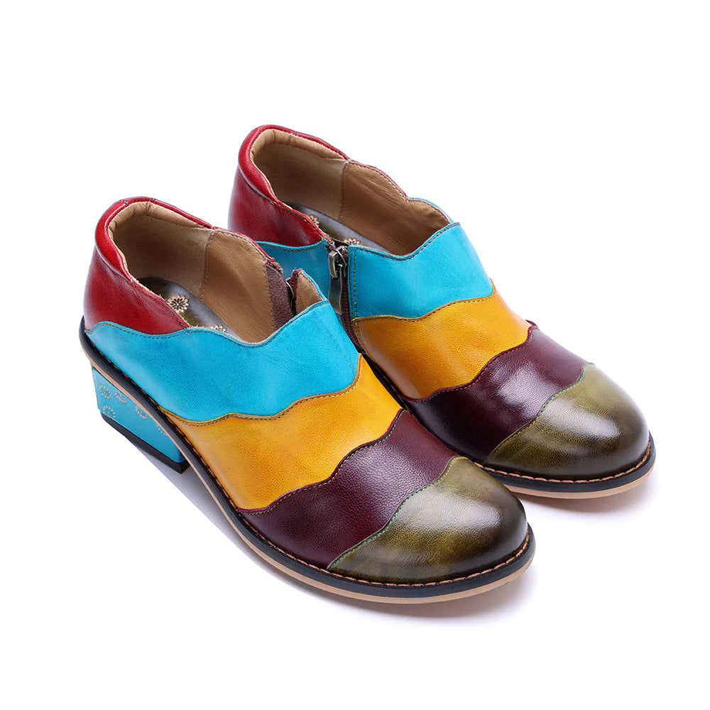 Handmade Genuine Leather Rub Color Color Comfort Casual Flat Shoes