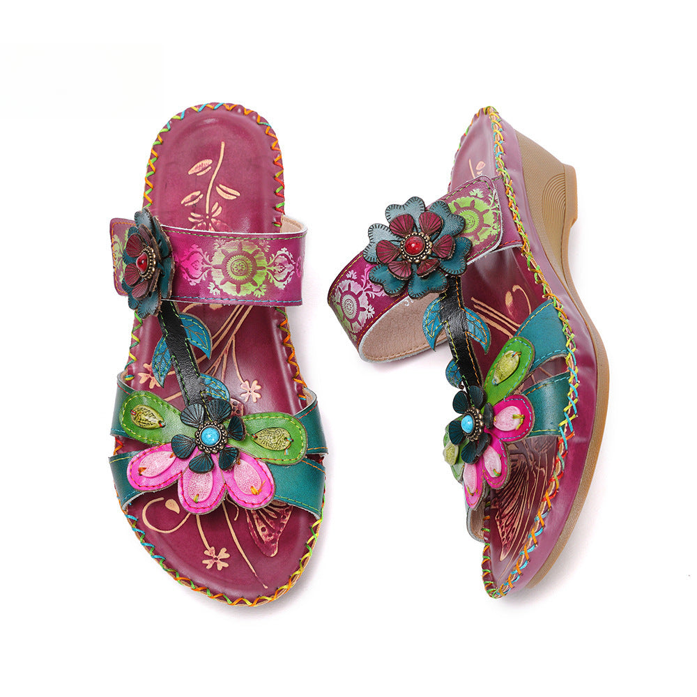 Socofy Vicconfy Boho Vintage Floral Slippers