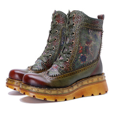 Socofy Winter Retro Printed Boots