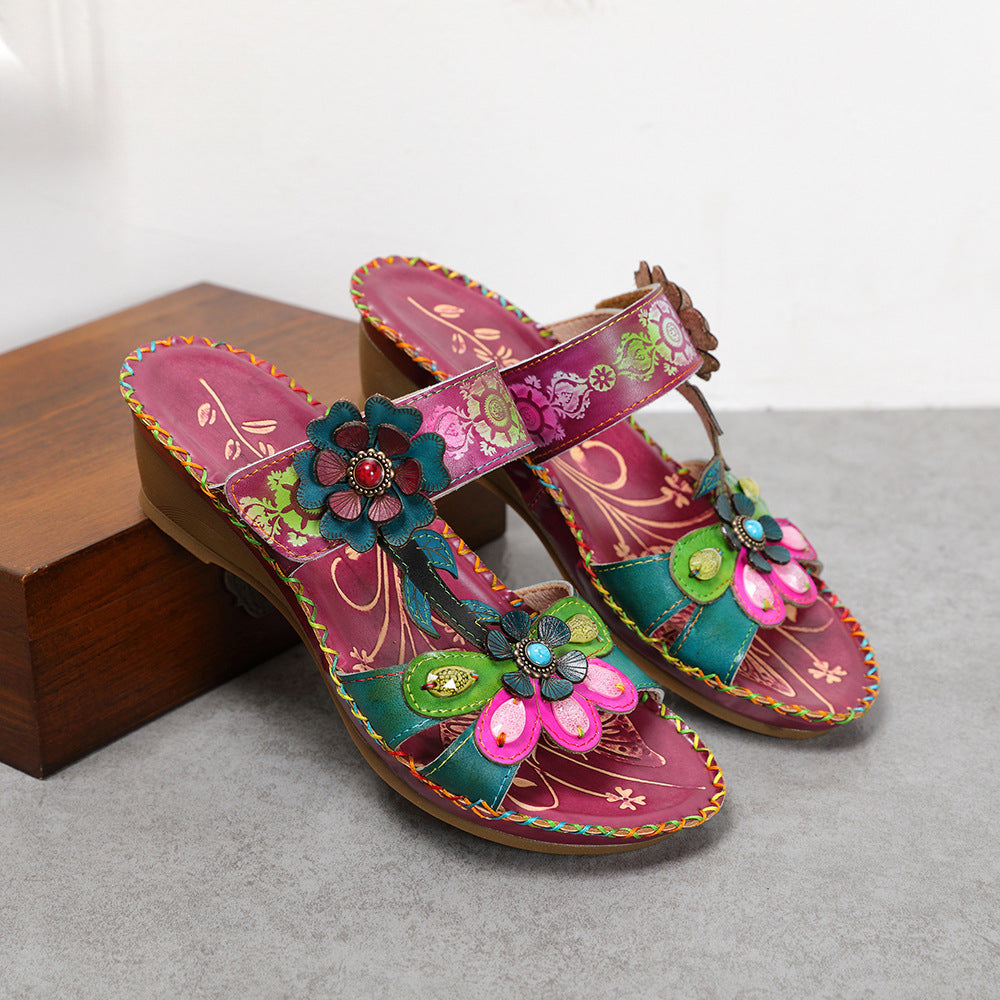 Socofy Vicconfy Boho Vintage Floral Slippers