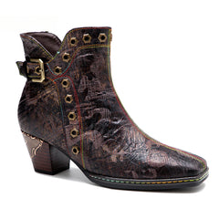 Socofy Vicconfy Genuine Leather Vintage Dark Gothic Women's Boots
