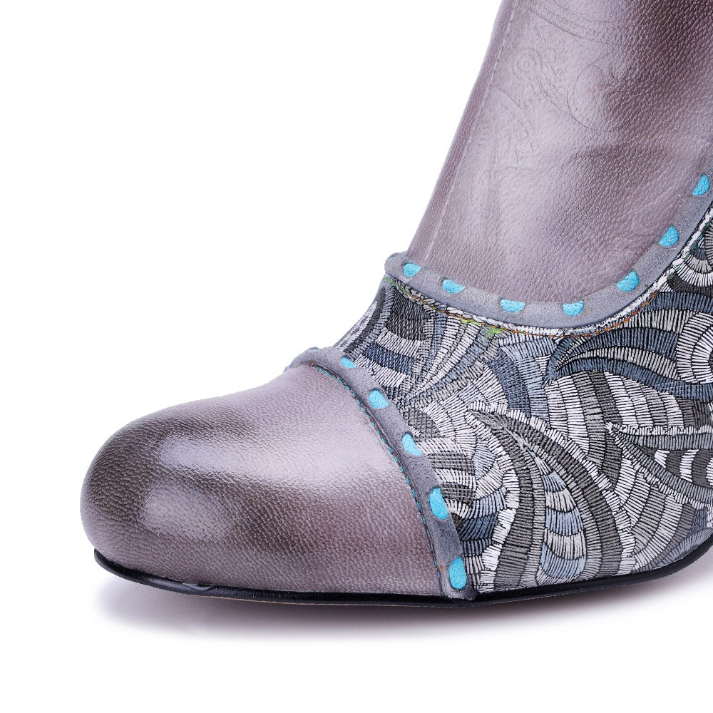 Socofy Handmade Genuine Leather Heeled Short Boots