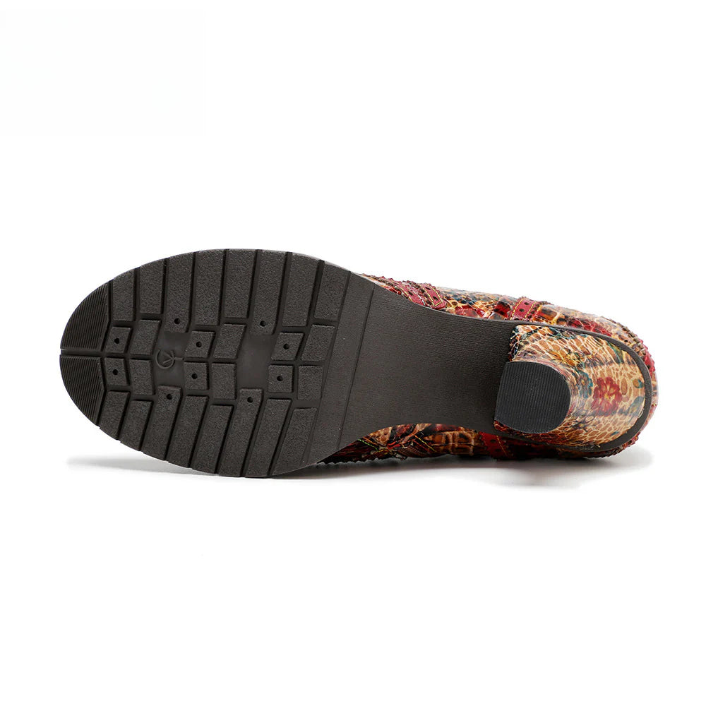 Socofy Vicconfy Handmade Studded Patchwork Heels