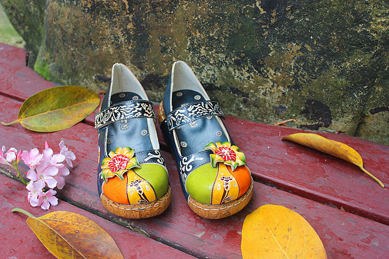 Socofy Summer Leather Printed Slippers