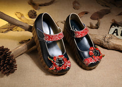 Socofy Summer Printed Platform Mary Jane Shoes