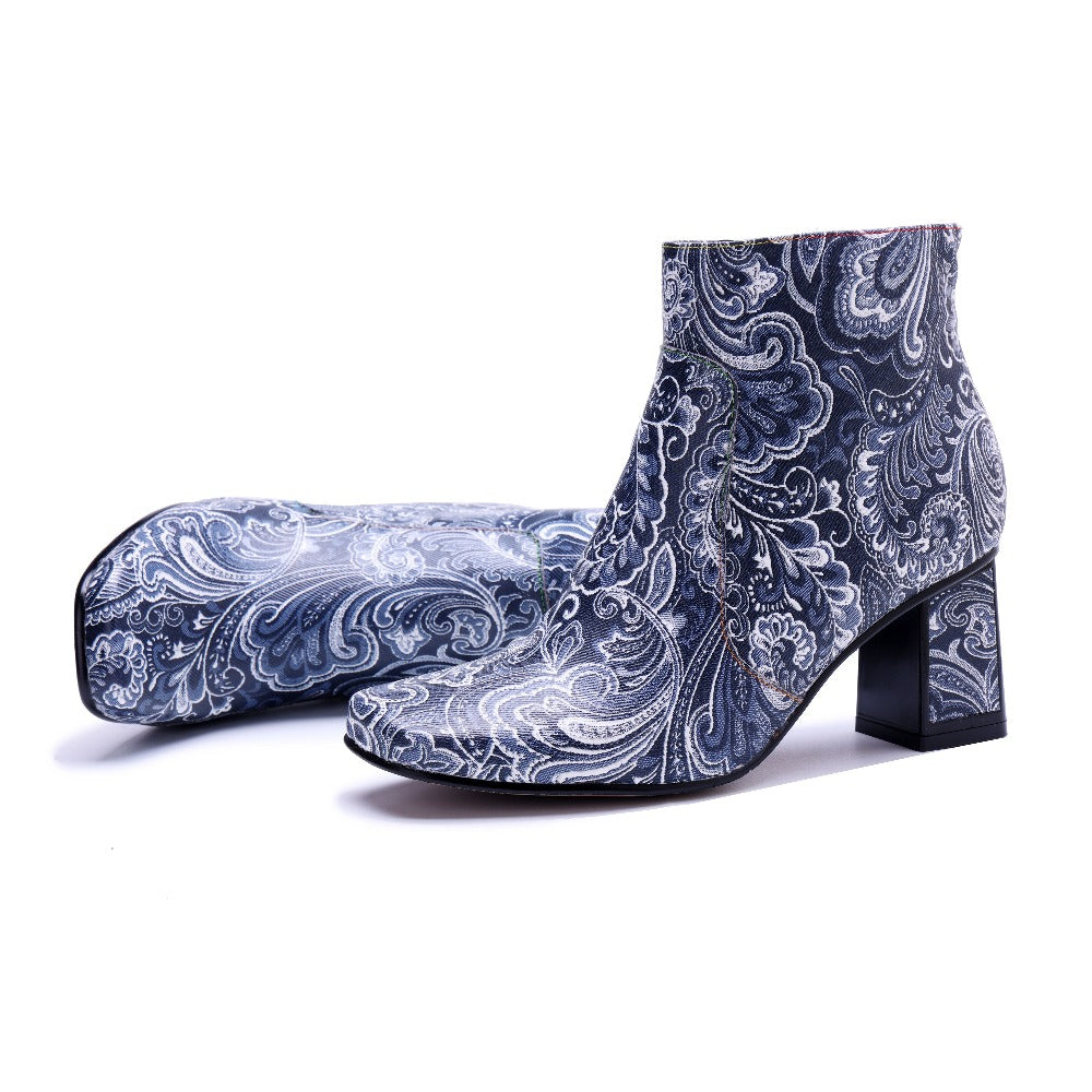 Socofy Fall Vintage Handmade Leather Side Zipper Boots